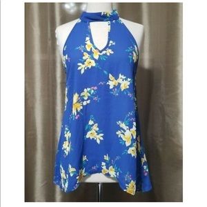 Blue floral halter top